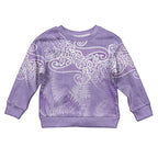 Aotearoa Maori Koru Curves Kid Ugly Christmas Sweater Silver Ferns - Amethyst