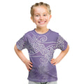 Aotearoa Maori Koru Curves Kid T Shirt Silver Ferns - Amethyst