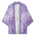 Aotearoa Maori Koru Curves Kimono Silver Ferns - Amethyst