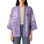 Aotearoa Maori Koru Curves Kimono Silver Ferns - Amethyst