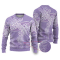 Aotearoa Maori Koru Curves Ugly Christmas Sweater Silver Ferns - Amethyst