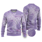 Aotearoa Maori Koru Curves Ugly Christmas Sweater Silver Ferns - Amethyst
