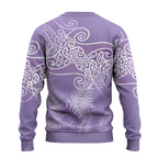 Aotearoa Maori Koru Curves Ugly Christmas Sweater Silver Ferns - Amethyst