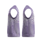 Aotearoa Maori Koru Curves Christmas Knitted V-Neck Vest Silver Ferns - Amethyst