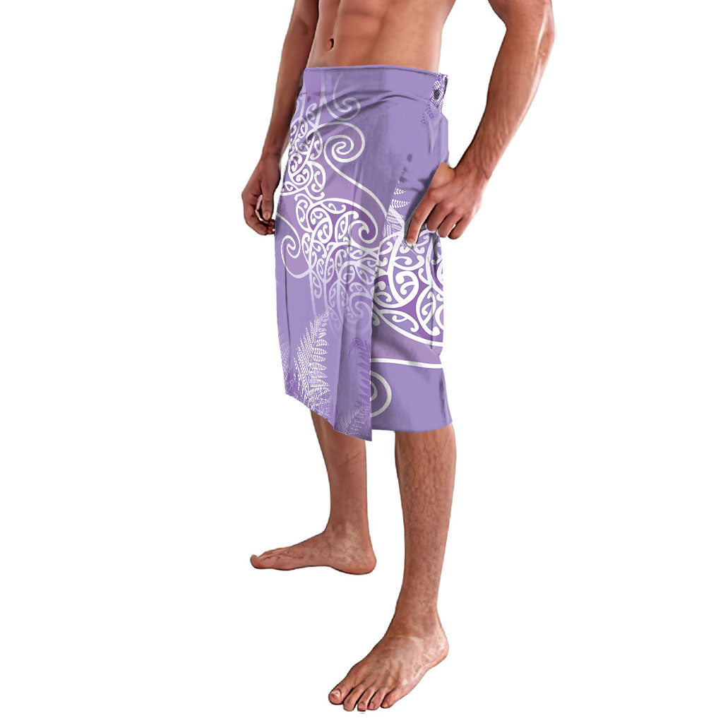 Aotearoa Maori Koru Curves Lavalava Silver Ferns - Amethyst