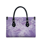 Aotearoa Maori Koru Curves Leather Bag Silver Ferns - Amethyst