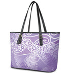Aotearoa Maori Koru Curves Leather Tote Bag Silver Ferns - Amethyst