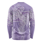Aotearoa Maori Koru Curves Long Sleeve Shirt Silver Ferns - Amethyst
