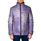 Aotearoa Maori Koru Curves Padded Jacket Silver Ferns - Amethyst