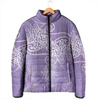 Aotearoa Maori Koru Curves Padded Jacket Silver Ferns - Amethyst