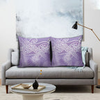 Aotearoa Maori Koru Curves Pillow Cover Silver Ferns - Amethyst