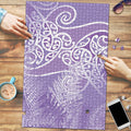 Aotearoa Maori Koru Curves Puzzle Silver Ferns - Amethyst