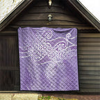 Aotearoa Maori Koru Curves Quilt Silver Ferns - Amethyst
