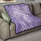 Aotearoa Maori Koru Curves Quilt Silver Ferns - Amethyst
