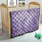 Aotearoa Maori Koru Curves Quilt Silver Ferns - Amethyst