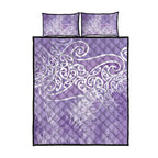 Aotearoa Maori Koru Curves Quilt Bed Set Silver Ferns - Amethyst