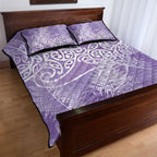 Aotearoa Maori Koru Curves Quilt Bed Set Silver Ferns - Amethyst