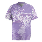 Aotearoa Maori Koru Curves Rugby Jersey Silver Ferns - Amethyst