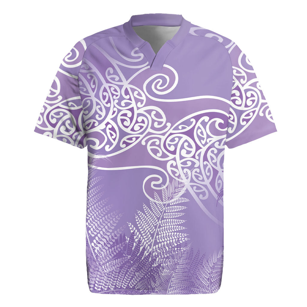 Aotearoa Maori Koru Curves Rugby Jersey Silver Ferns - Amethyst