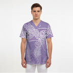 Aotearoa Maori Koru Curves Scrub Top Silver Ferns - Amethyst