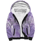 Aotearoa Maori Koru Curves Sherpa Hoodie Silver Ferns - Amethyst