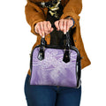 Aotearoa Maori Koru Curves Shoulder Handbag Silver Ferns - Amethyst