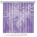 Aotearoa Maori Koru Curves Shower Curtain Silver Ferns - Amethyst