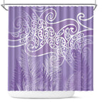 Aotearoa Maori Koru Curves Shower Curtain Silver Ferns - Amethyst