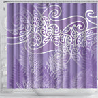 Aotearoa Maori Koru Curves Shower Curtain Silver Ferns - Amethyst