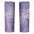 Aotearoa Maori Koru Curves Skinny Tumbler Silver Ferns - Amethyst