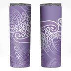 Aotearoa Maori Koru Curves Skinny Tumbler Silver Ferns - Amethyst