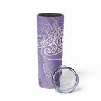 Aotearoa Maori Koru Curves Skinny Tumbler Silver Ferns - Amethyst