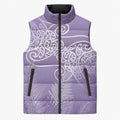 Aotearoa Maori Koru Curves Sleeveless Puffer Jacket Silver Ferns - Amethyst