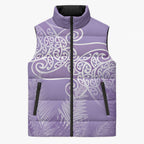 Aotearoa Maori Koru Curves Sleeveless Puffer Jacket Silver Ferns - Amethyst