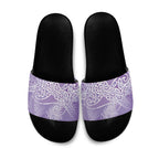 Aotearoa Maori Koru Curves Slide Sandals Silver Ferns - Amethyst