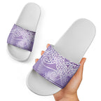 Aotearoa Maori Koru Curves Slide Sandals Silver Ferns - Amethyst