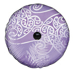 Aotearoa Maori Koru Curves Spare Tire Cover Silver Ferns - Amethyst