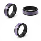 Aotearoa Maori Koru Curves Spinner Ring Silver Ferns - Amethyst
