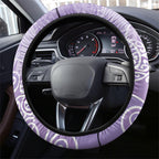 Aotearoa Maori Koru Curves Steering Wheel Cover Silver Ferns - Amethyst