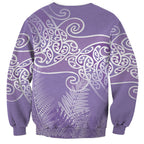 Aotearoa Maori Koru Curves Sweatshirt Silver Ferns - Amethyst