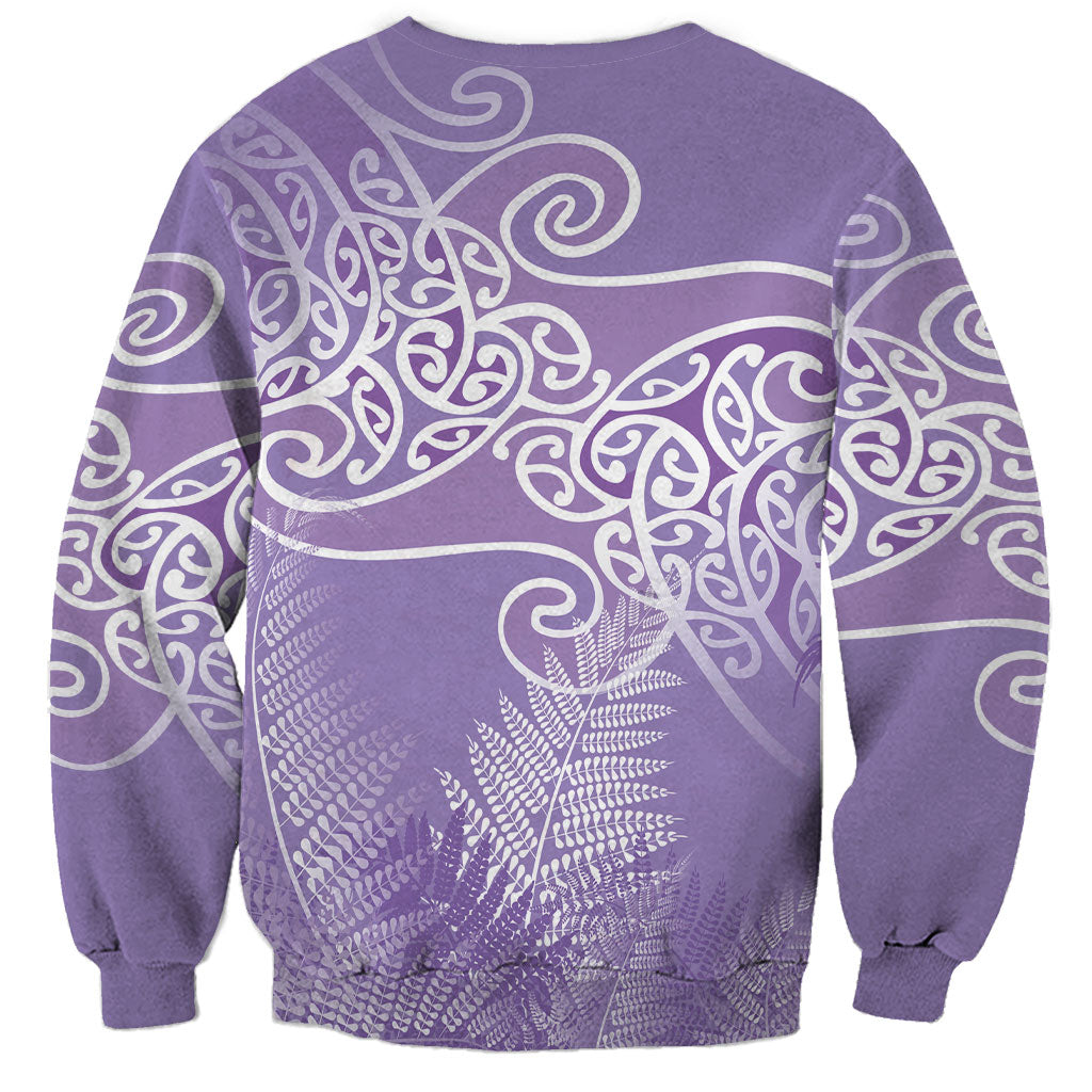 Aotearoa Maori Koru Curves Sweatshirt Silver Ferns - Amethyst