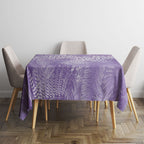 Aotearoa Maori Koru Curves Tablecloth Silver Ferns - Amethyst
