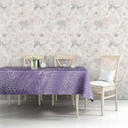 Aotearoa Maori Koru Curves Tablecloth Silver Ferns - Amethyst