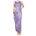 Aotearoa Maori Koru Curves Tank Maxi Dress Silver Ferns - Amethyst