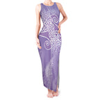 Aotearoa Maori Koru Curves Tank Maxi Dress Silver Ferns - Amethyst