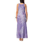 Aotearoa Maori Koru Curves Tank Maxi Dress Silver Ferns - Amethyst