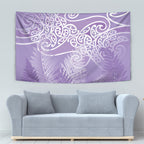 Aotearoa Maori Koru Curves Tapestry Silver Ferns - Amethyst