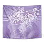 Aotearoa Maori Koru Curves Tapestry Silver Ferns - Amethyst