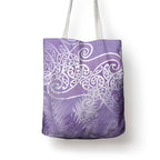 Aotearoa Maori Koru Curves Tote Bag Silver Ferns - Amethyst