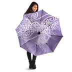 Aotearoa Maori Koru Curves Umbrella Silver Ferns - Amethyst